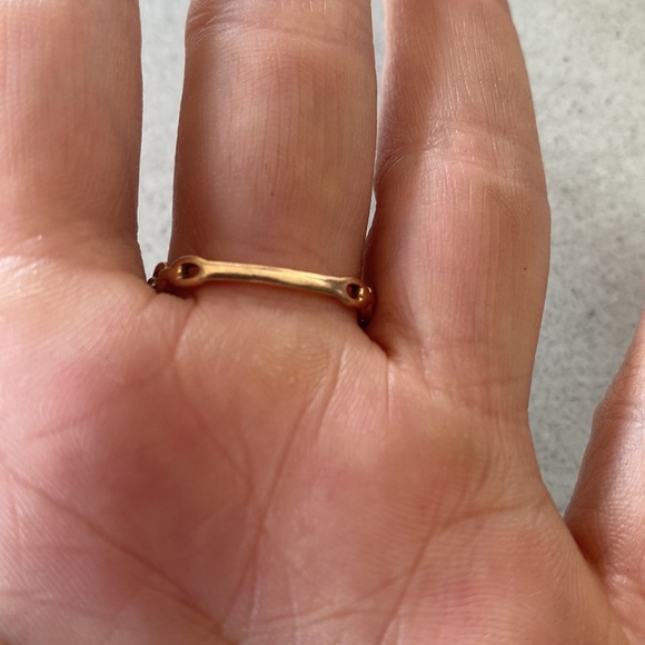 SOLID ROSE GOLD & pavè Diamonds ring diamond band chain link wedding 7 karat kt - Picture 7 of 10